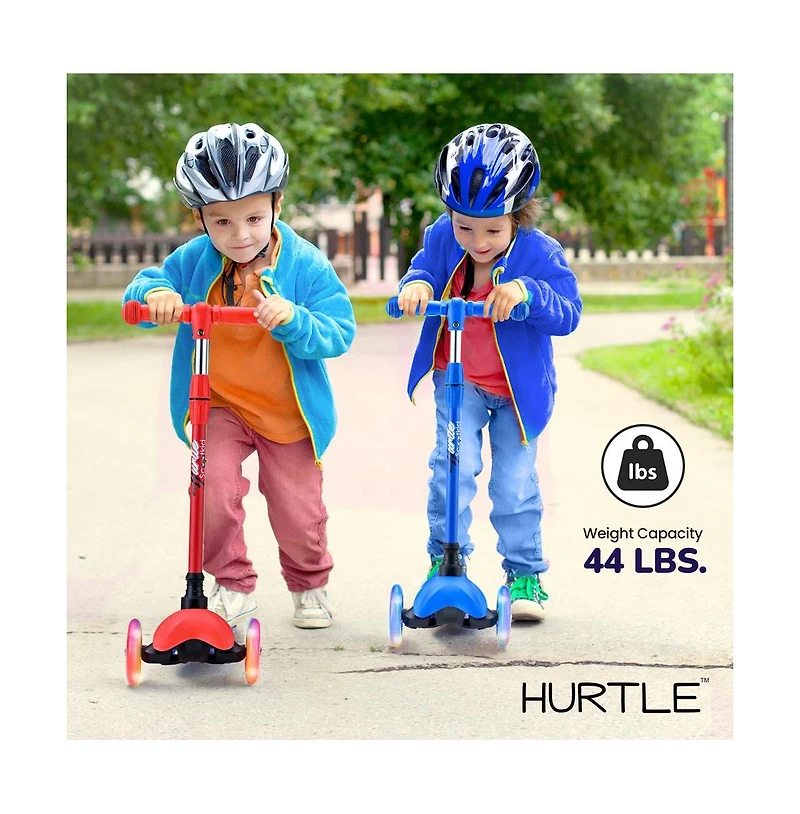 Lightweight and Adjustable Mini Kickboard Scooter with Led Light Wheel for Kids (Red)