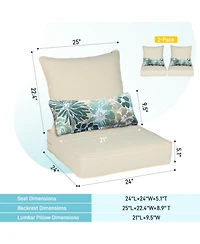 Aoodor 24.4" x 24.4"x5.1" Patio Furniture Outdoor Deep Seat Cushion(2 pieces