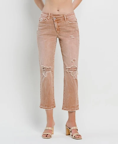 Flying Monkey Women's High Rise Crossover Straight Jeans