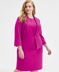 Kasper Plus Collarless 3/4-Sleeve Blazer