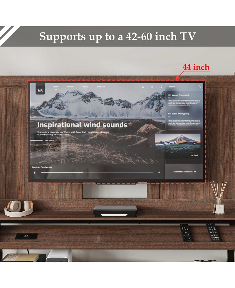 40-60 Inch Universal Tv Stand, Movable Media Console, Entertainment Center with 3-Layer Storage Rack
