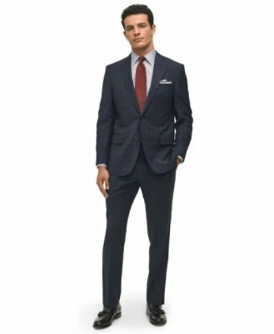 B By Brooks Brothers Mens Classic Fit Windowpane Wool Suit
