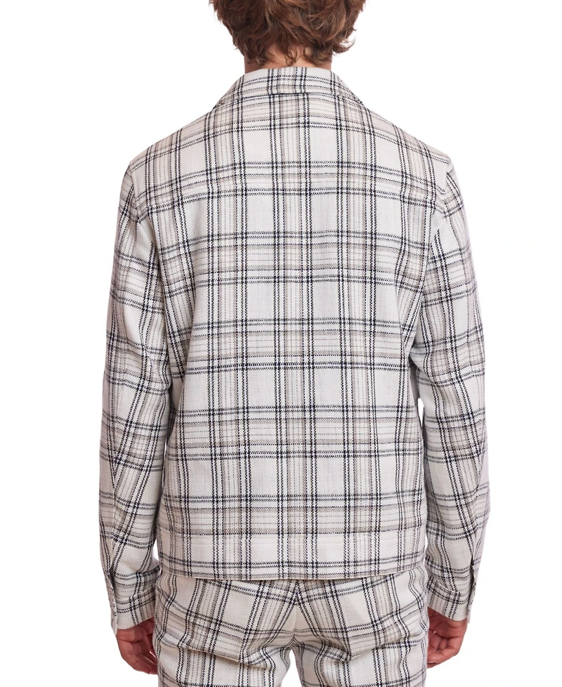 Paisley & Gray Men's Milo Slim Fit Long Sleeve Zip Front Plaid Bomber Jacket