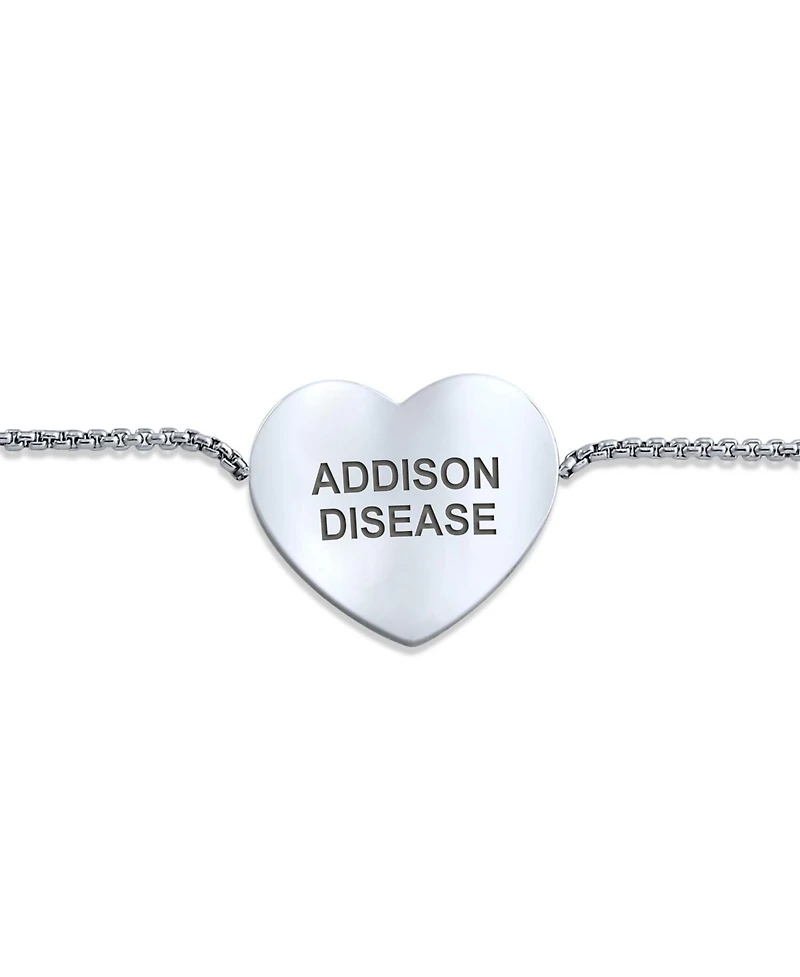 Bling Jewelry Pre-graved with Addison Disease Heart Charm Medical Id Bracelet Stainless Steel