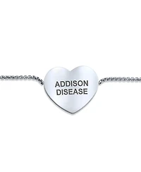 Bling Jewelry Pre-graved with Addison Disease Heart Charm Medical Id Bracelet Stainless Steel