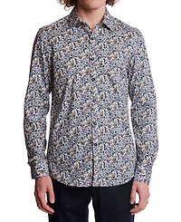 Paisley & Gray Men's Samuel Slim Fit Long Sleeve Floral Print Button-Front Shirt