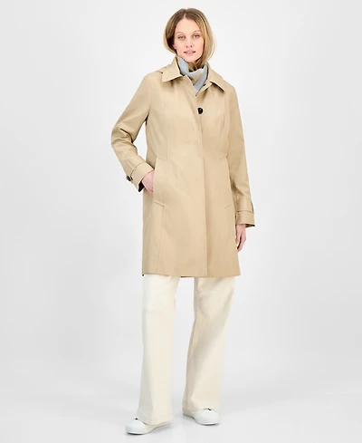 London Fog Women's Hooded Scarf Trench Coat
