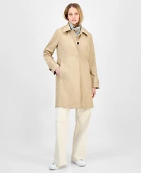 London Fog Women's Hooded Scarf Trench Coat