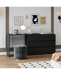 Homsee 6-Drawer L-Shaped Chest of Drawers with Rotatable Desktop