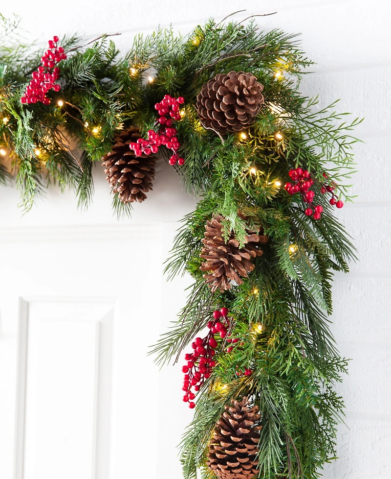 Balsam Hill 10 ft Outdoor Berry Pine Pre-Lit Garland