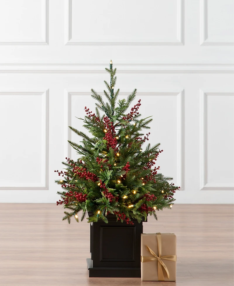 Balsam Hill 3 ft Outdoor Berry Pre-Lit Potted Tree