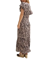 Lily and Lionel London Women's Zelda Tiered Zebra Print Maxi Dress