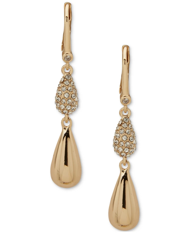 Dkny Pave Pear-Shape Double Drop Earrings