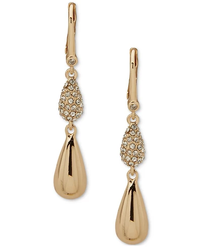 Dkny Pave Pear-Shape Double Drop Earrings