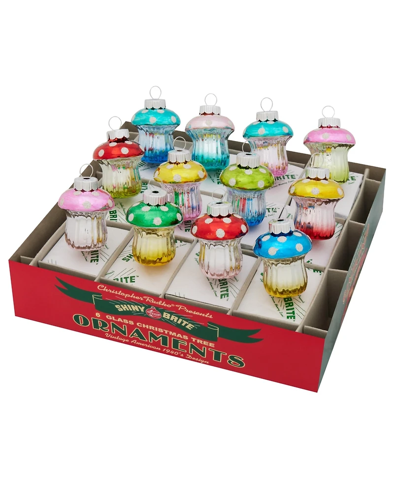 Shiny Brite Christmas Confetti Mushrooms, Set of 12
