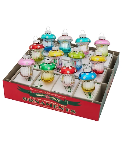 Shiny Brite Christmas Confetti Mushrooms, Set of 12