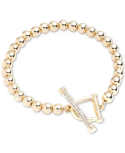 Lauren Ralph Lauren Gold-Tone Toggle Beaded Flex Bracelet