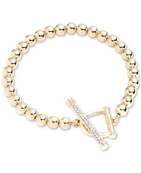Lauren Ralph Lauren Gold-Tone Toggle Beaded Flex Bracelet