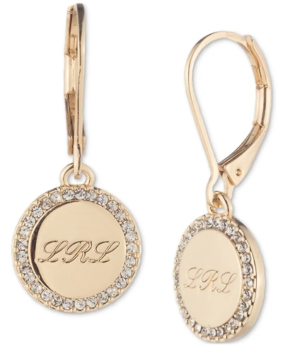 Lauren Ralph Lauren Pave Script Logo Drop Earrings