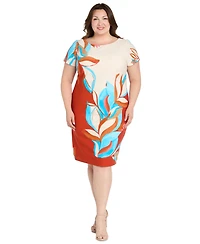 R & M Richards Plus Printed Colorblocked Sheath Dress