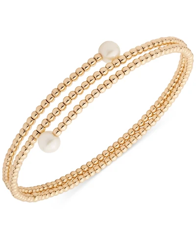 Lauren Ralph Lauren Gold-Tone Imitation Pearl Wrap Cuff Bracelet