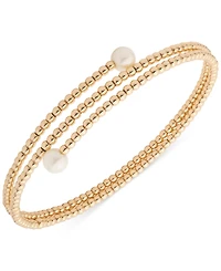 Lauren Ralph Lauren Gold-Tone Imitation Pearl Wrap Cuff Bracelet