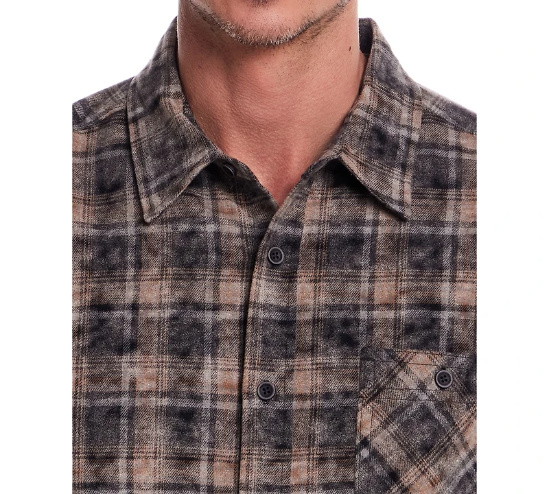 Weatherproof Vintage Men's Long Sleeve Distressed Flannel Button-Front Shirt