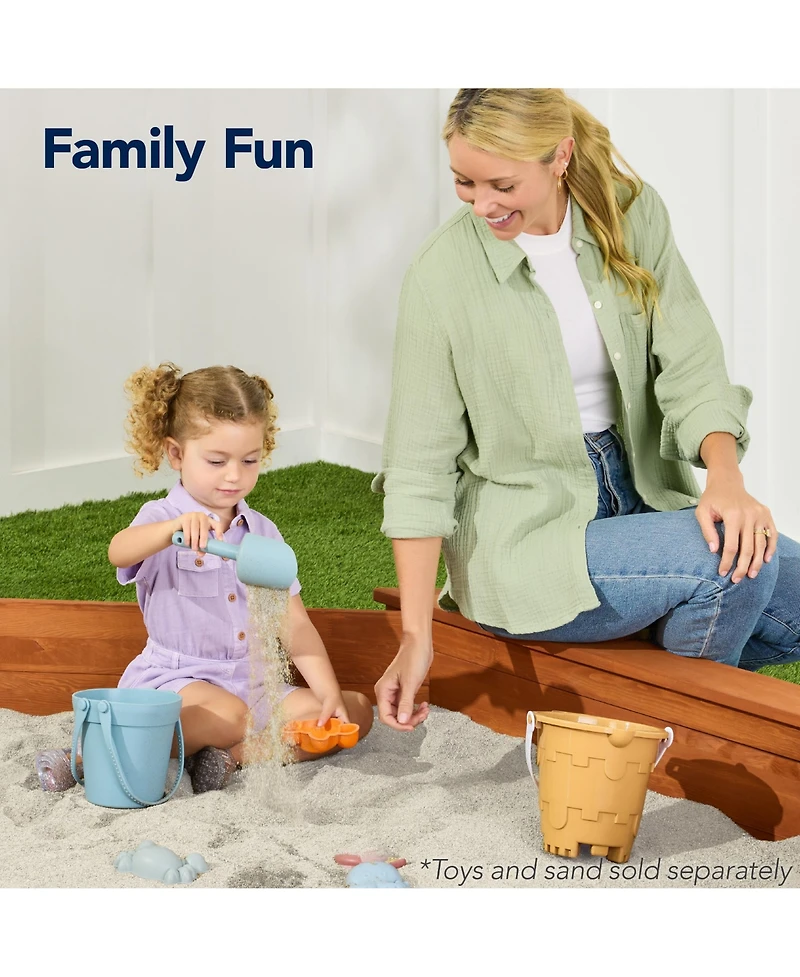Best Choice Products Kid's Octagonal Wooden Outdoor Sandbox w/ Benches, 8 Seats, Cover, Xl Sandpit, Liner