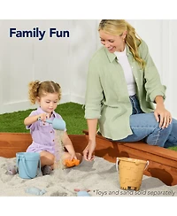 Best Choice Products Kid's Octagonal Wooden Outdoor Sandbox w/ Benches, 8 Seats, Cover, Xl Sandpit, Liner