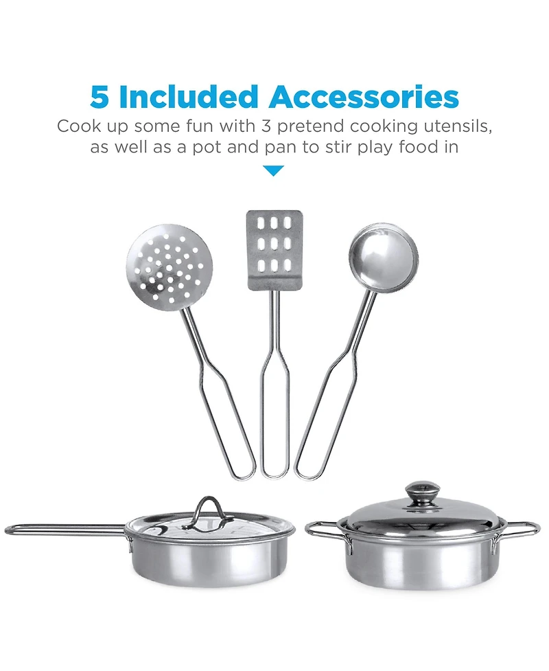 Best Choice Products Pretend Play Wooden Farmhouse Kitchen Set w/ Storage, Clicking Knobs, 5 Accessories