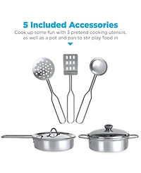 Best Choice Products Pretend Play Wooden Farmhouse Kitchen Set w/ Storage, Clicking Knobs, 5 Accessories
