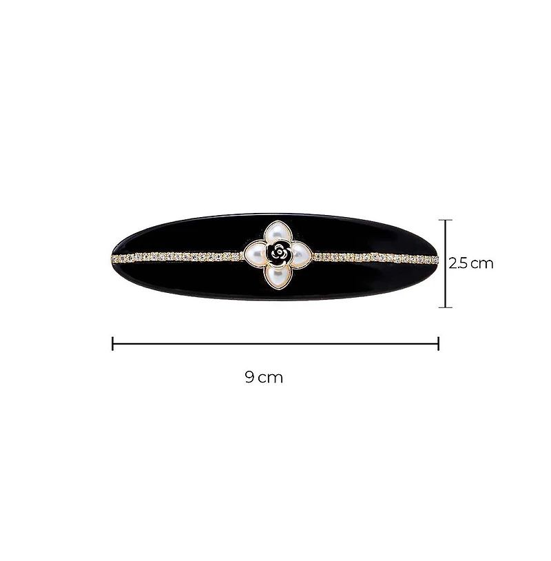 Pearl Flower W/ Rhinestone Hair Barrette By Adina Eden