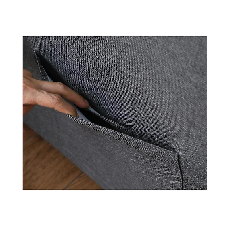Homlux 56"W Dark Gray Linen Convertible Sleeper Loveseat with Side Pocket