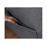 Homlux 56"W Dark Gray Linen Convertible Sleeper Loveseat with Side Pocket