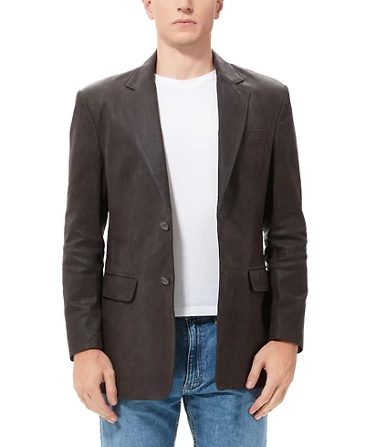 Bgsd Men's Men Classic Two-Button Distressed Leather Blazer