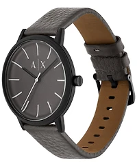 A|X Armani Exchange Men's Quartz Three-Hand Gray Leather Watch, 42mm
