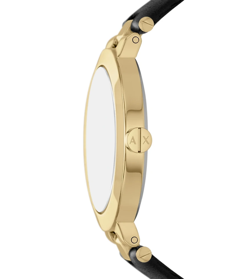 A|X Armani Exchange Women's Quartz Two-Hand Black Leather Watch, 36mm