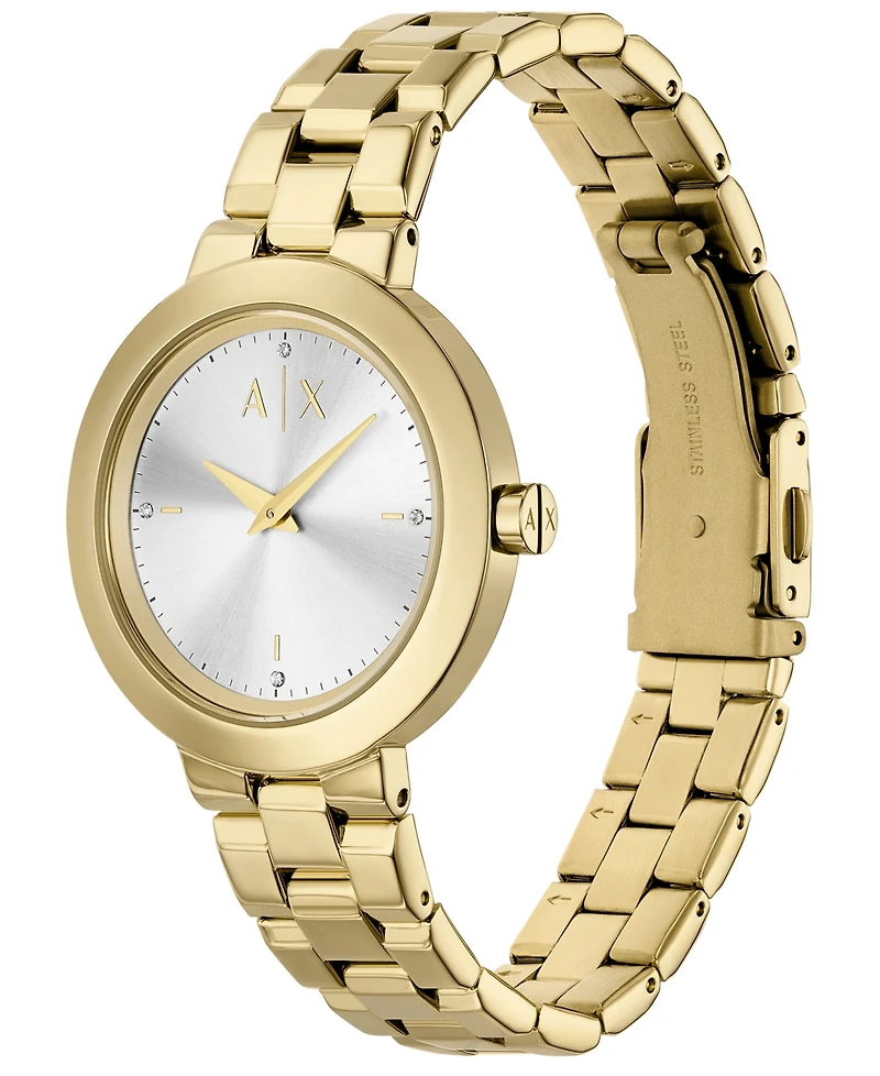 A|X Armani Exchange Women's Quartz Two-Hand Gold Stainless Steel Watch, 36mm