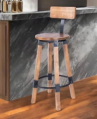 Solid Wood and Iron Bar Chair for Kitchen Island and Counter Seating