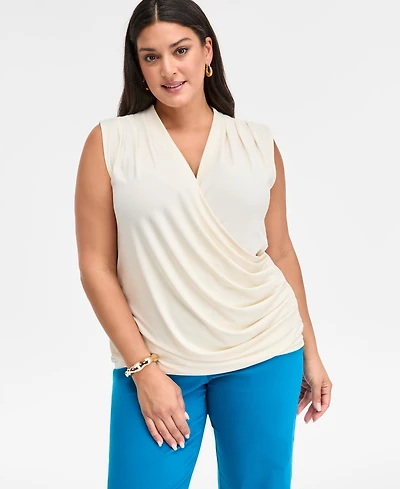 I.n.c. International Concepts Plus Sleeveless Draped Top, Macy's Exclusive