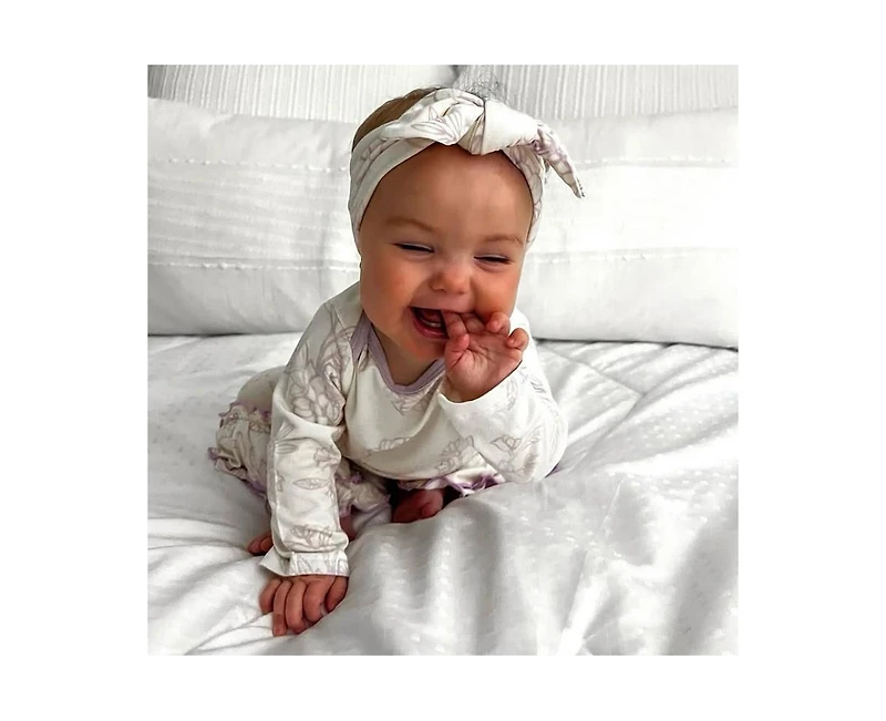 Baby Grey by Everly Girls Ruffle Long Sleeve Romper & Head Wrap Set