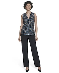 Calvin Klein Women's Printed Surplice-Neck Ruched Blouse