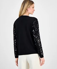Anne Klein Women's Zig-Zag Sequin Sweater