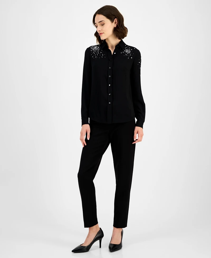 Anne Klein Women's Rhinestone-Embellished Shirt