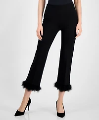 Anne Klein Women's Pull-On Hollywood Feather-Trim-Cuff Pants