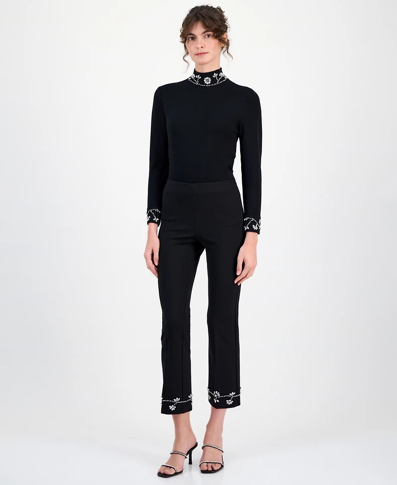 Anne Klein Women's Embellished Pull-On Kick-Flare Pants