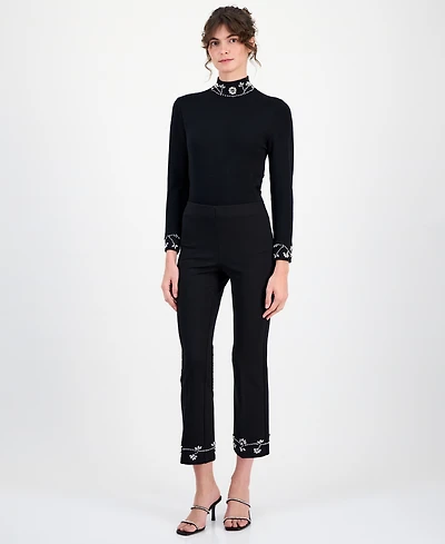 Anne Klein Women's Embellished Pull-On Kick-Flare Pants
