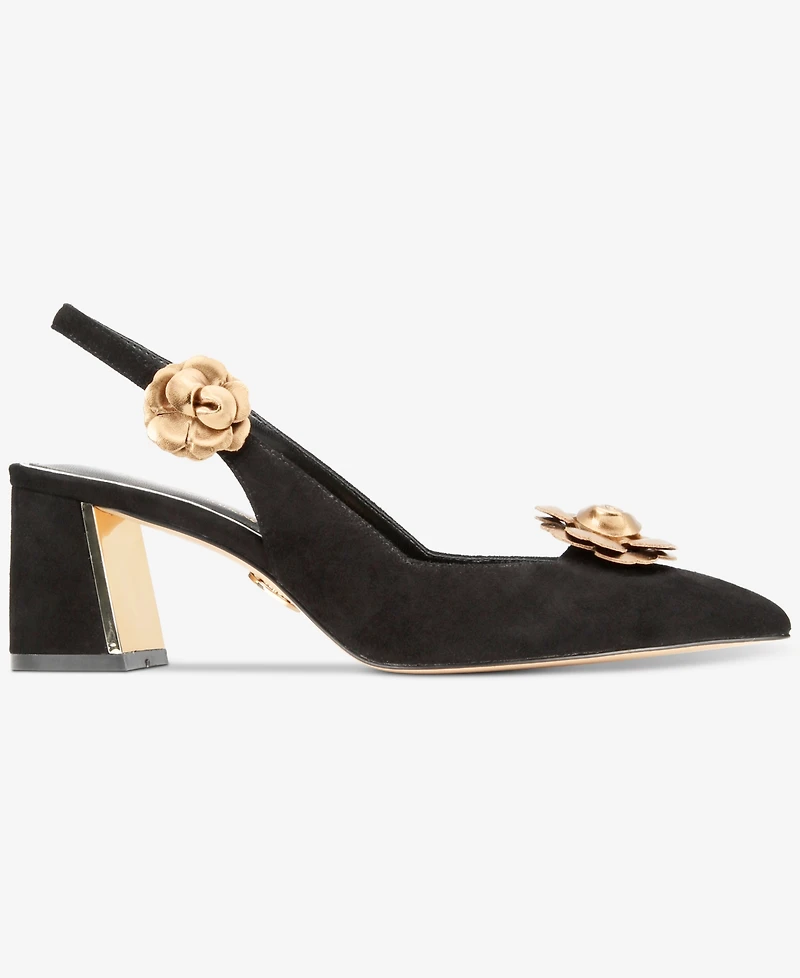 Things Ii Come Women's Leza Luxurious Slingback Block-Heel Ballet Pumps
