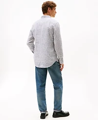 Tommy Hilfiger Men's Pigment-Dyed Stripe Linen Button Up Shirt