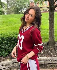 Madden Girl Juniors' Varsity Long-Sleeve Open Knit Sweater